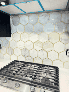 Top Before &Amp; After Remodeling Projects Gallery 8 Gold and Marble Kitchen Backsplash installation